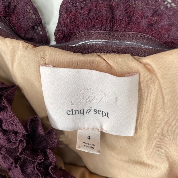 Cinq a Sept Naya Off-The-Shoulder Bell-Sleeve Mini Dress in Mulberry Size 4 - Picture 7 of 10